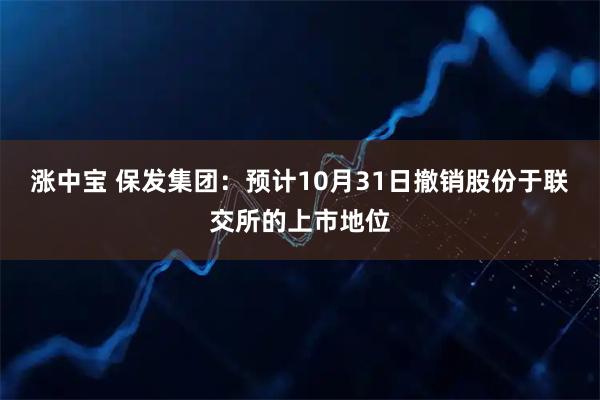 涨中宝 保发集团：预计10月31日撤销股份于联交所的上市地位